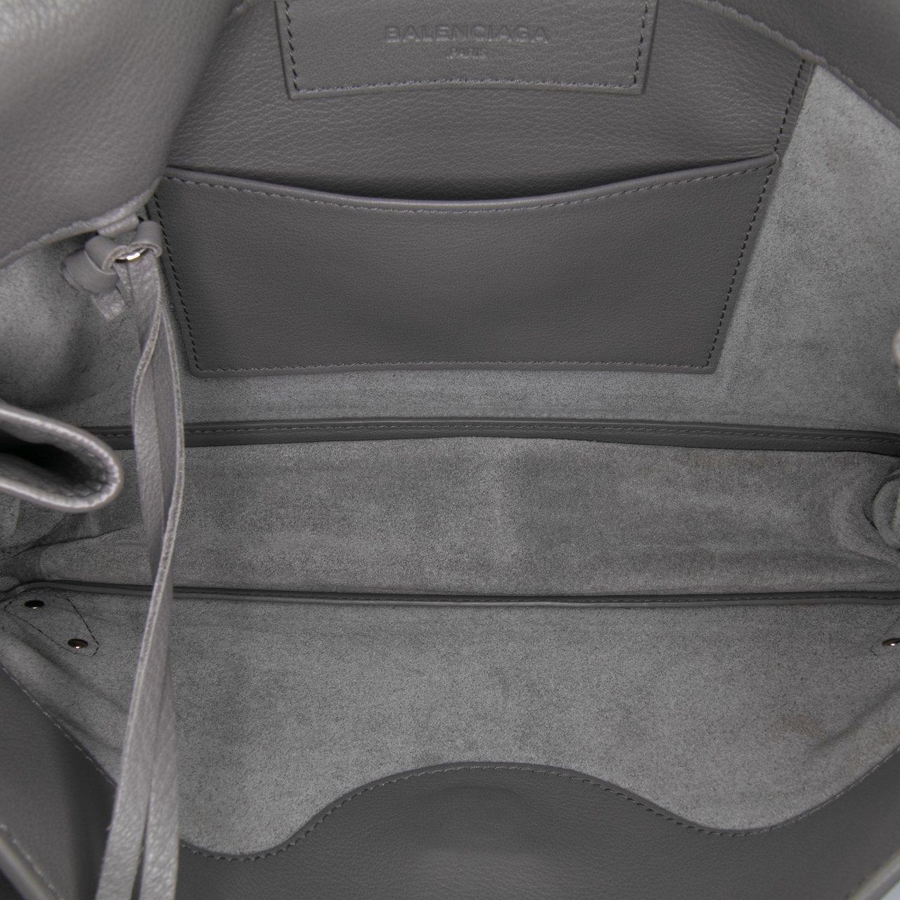 Balenciaga Leather Papier Sight Zip Around Clutch Grijs
