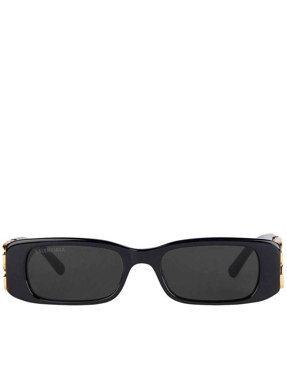 Balenciaga Black Dynasty Rectangle Logo Sunglasses Grijs