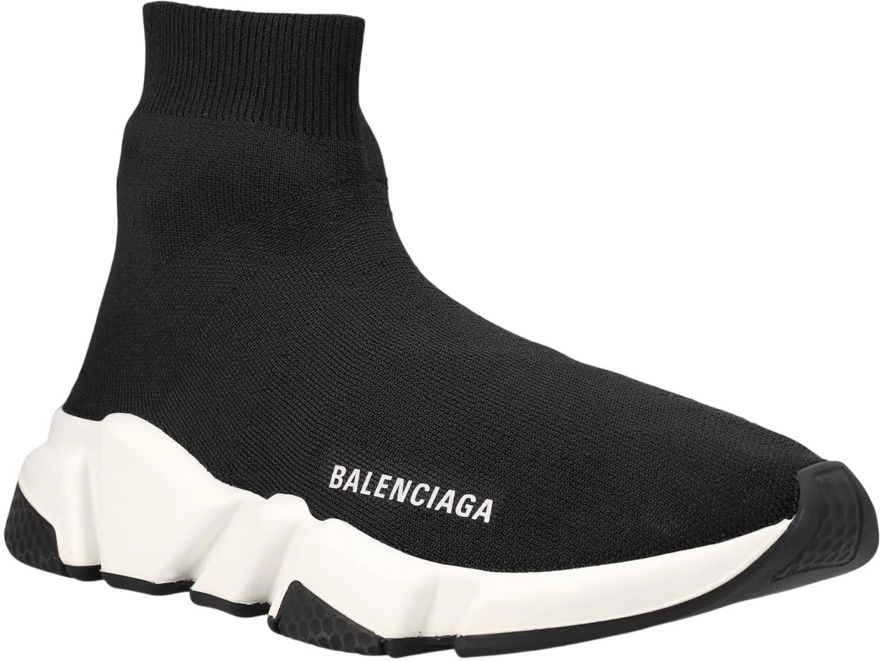 Balenciaga Sneaker Speed in maglia nera e bianca Zwart