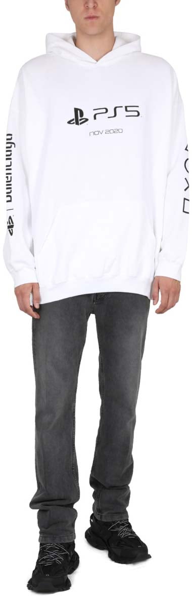 Balenciaga Sweatshirt With "PS5" Logo Neutraal