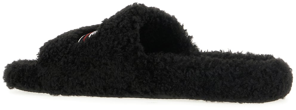 Balenciaga Balenciaga Black eco shearling slippers Zwart