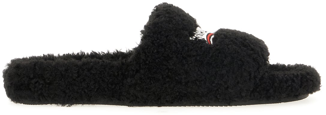 Balenciaga Balenciaga Black eco shearling slippers Zwart
