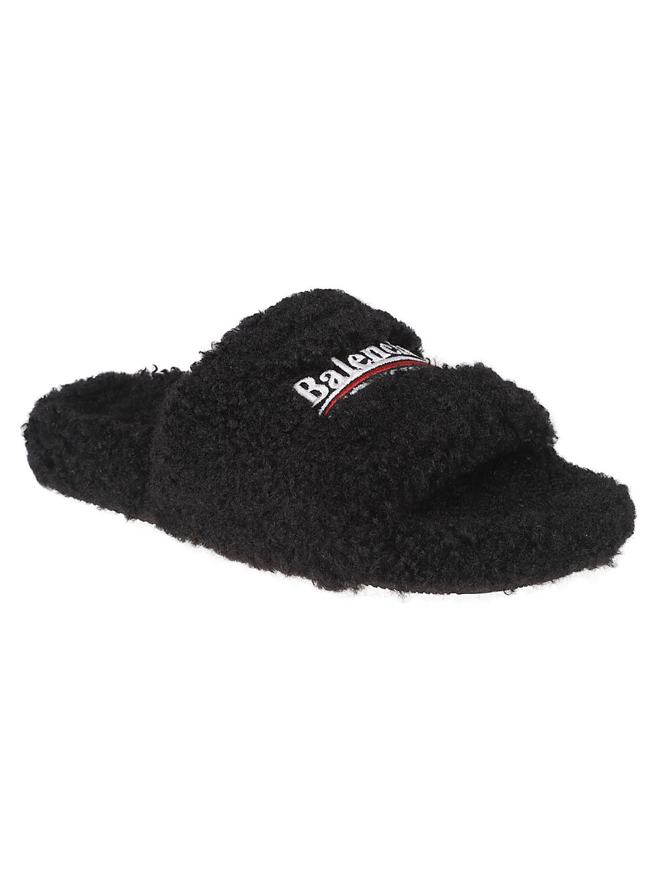 Balenciaga Eco Shearling Sandals with Wavy Design and Cushioned Sole Zwart