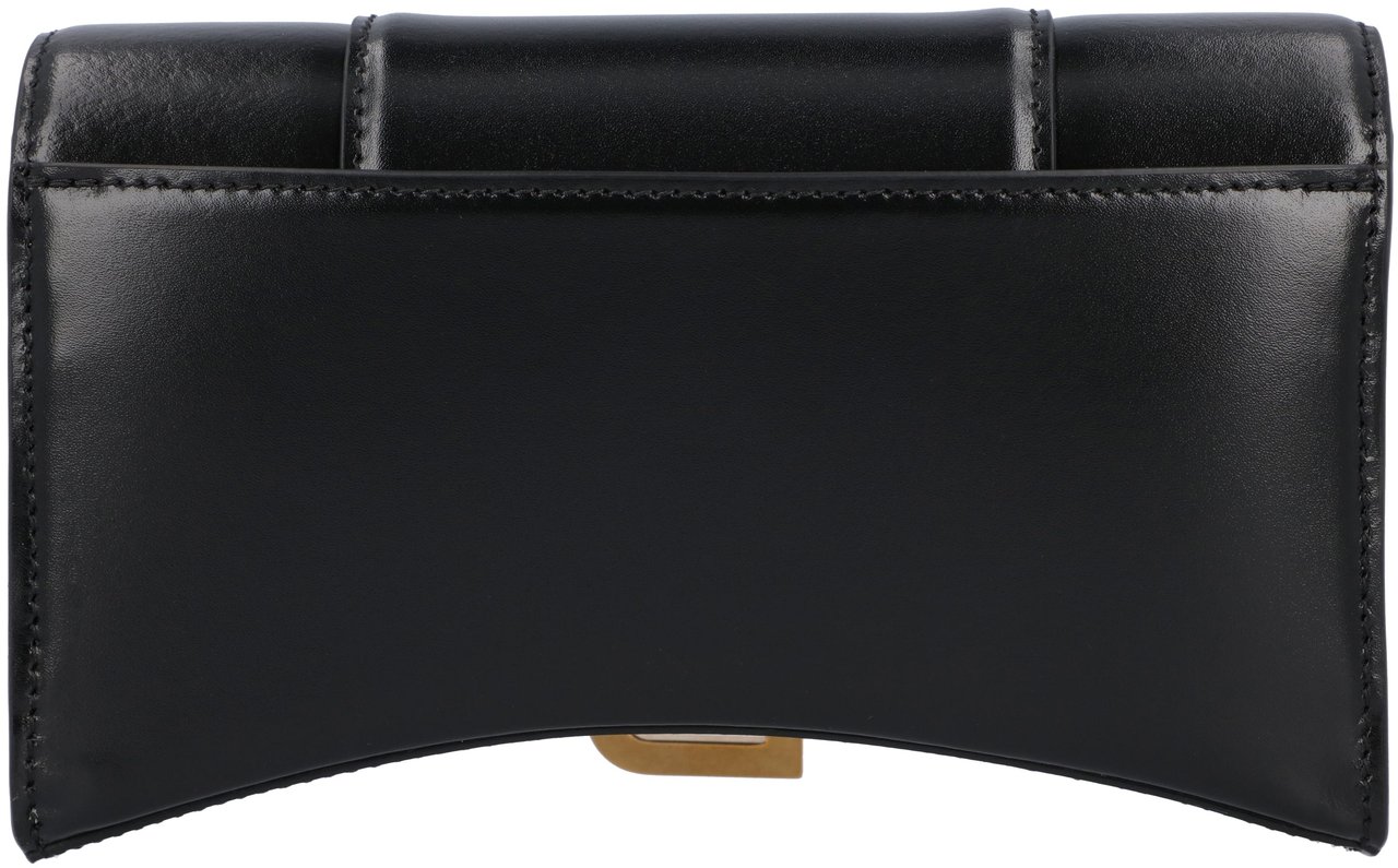 Balenciaga Hourglass Wallet On Chain Box In Black Zwart