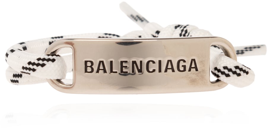 Balenciaga Logo Plate Bracelet Zilver