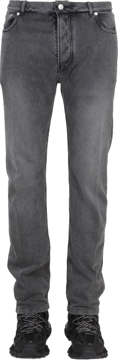 Balenciaga Traditional Fit Jeans with Patch Logo Detail Blauw