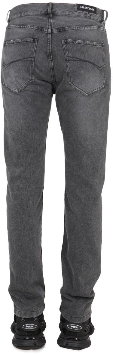 Balenciaga Traditional Fit Jeans with Patch Logo Detail Blauw