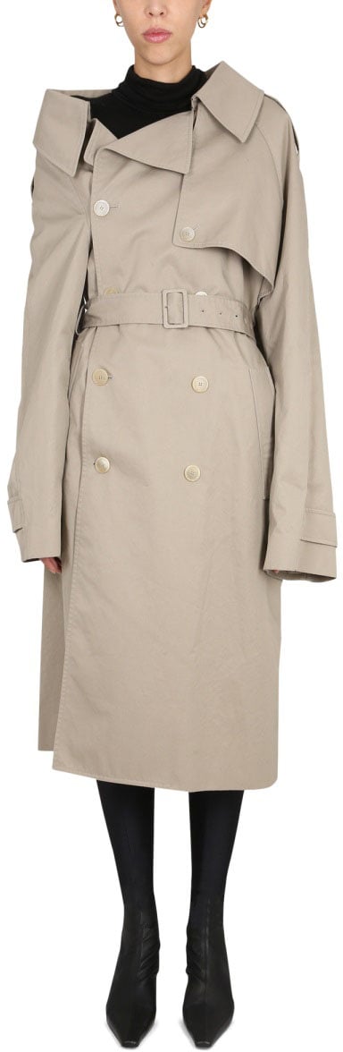 Balenciaga "Off The Shoulder" Trench Neutraal