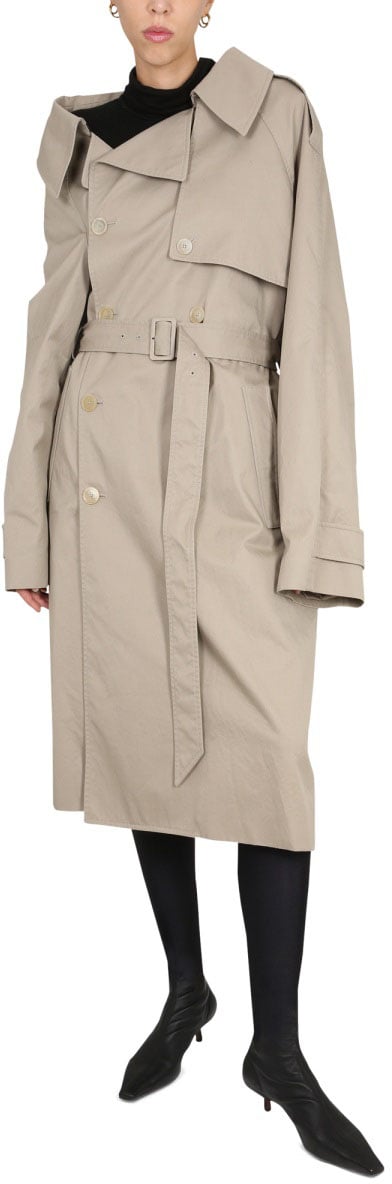 Balenciaga "Off The Shoulder" Trench Neutraal