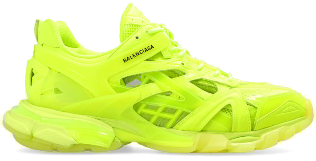 Balenciaga Track 2.0 Clear Sole Logo Sneakers Geel