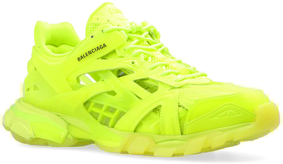 Balenciaga Track 2.0 Clear Sole Logo Sneakers Geel