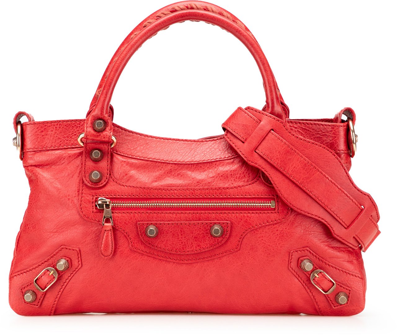 Balenciaga Lambskin Motocross Classic First Giant 12 Satchel Rood