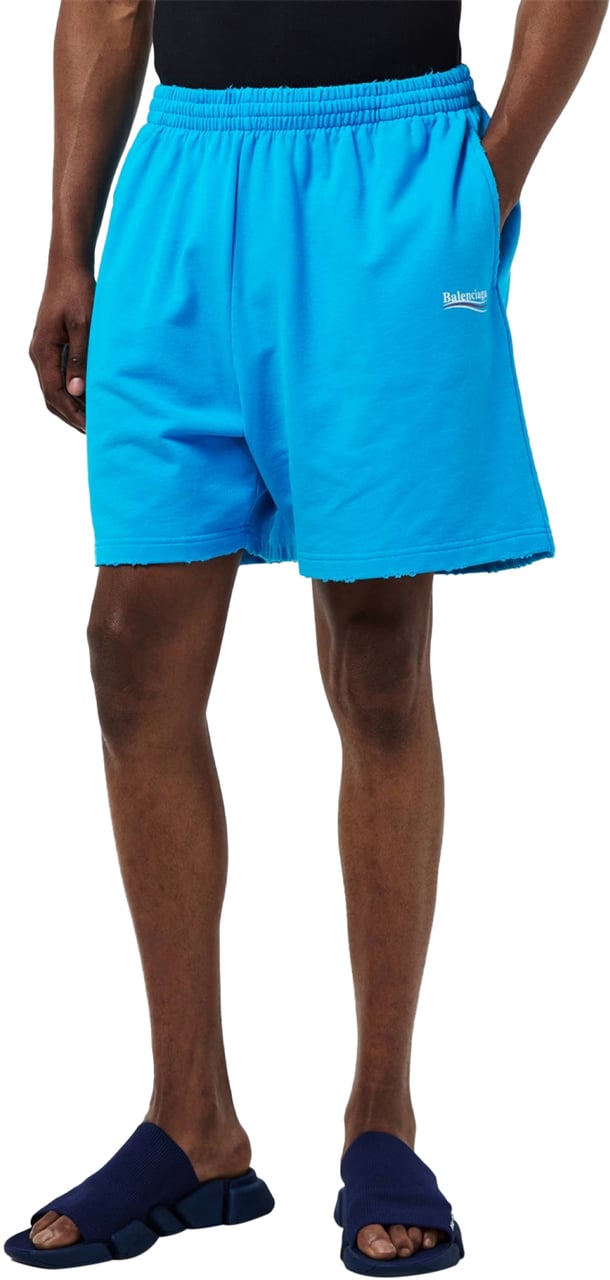 Balenciaga Political Campaign Logo Shorts Blauw