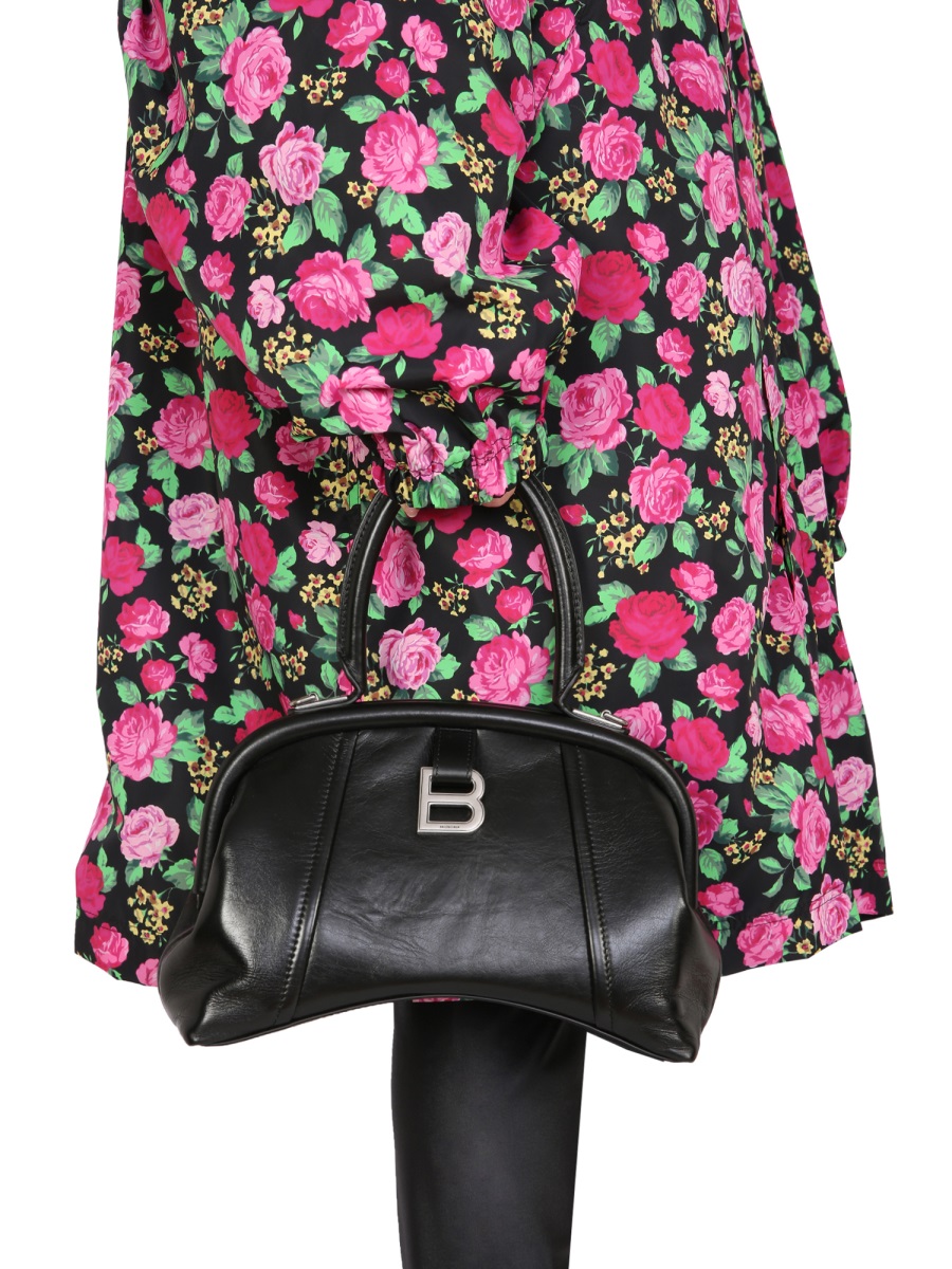 Balenciaga Floral-Pattern Hooded Coat with Drawstring Closure Grijs