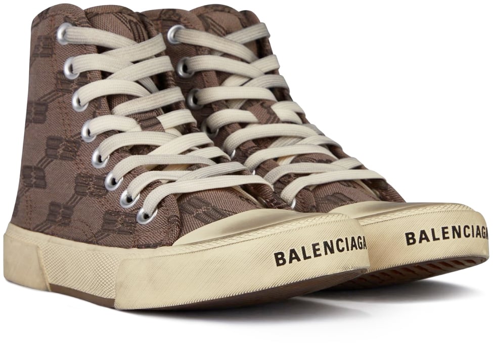 Balenciaga Paris Bb Monogram Logo Hi-top Sneakers Bruin