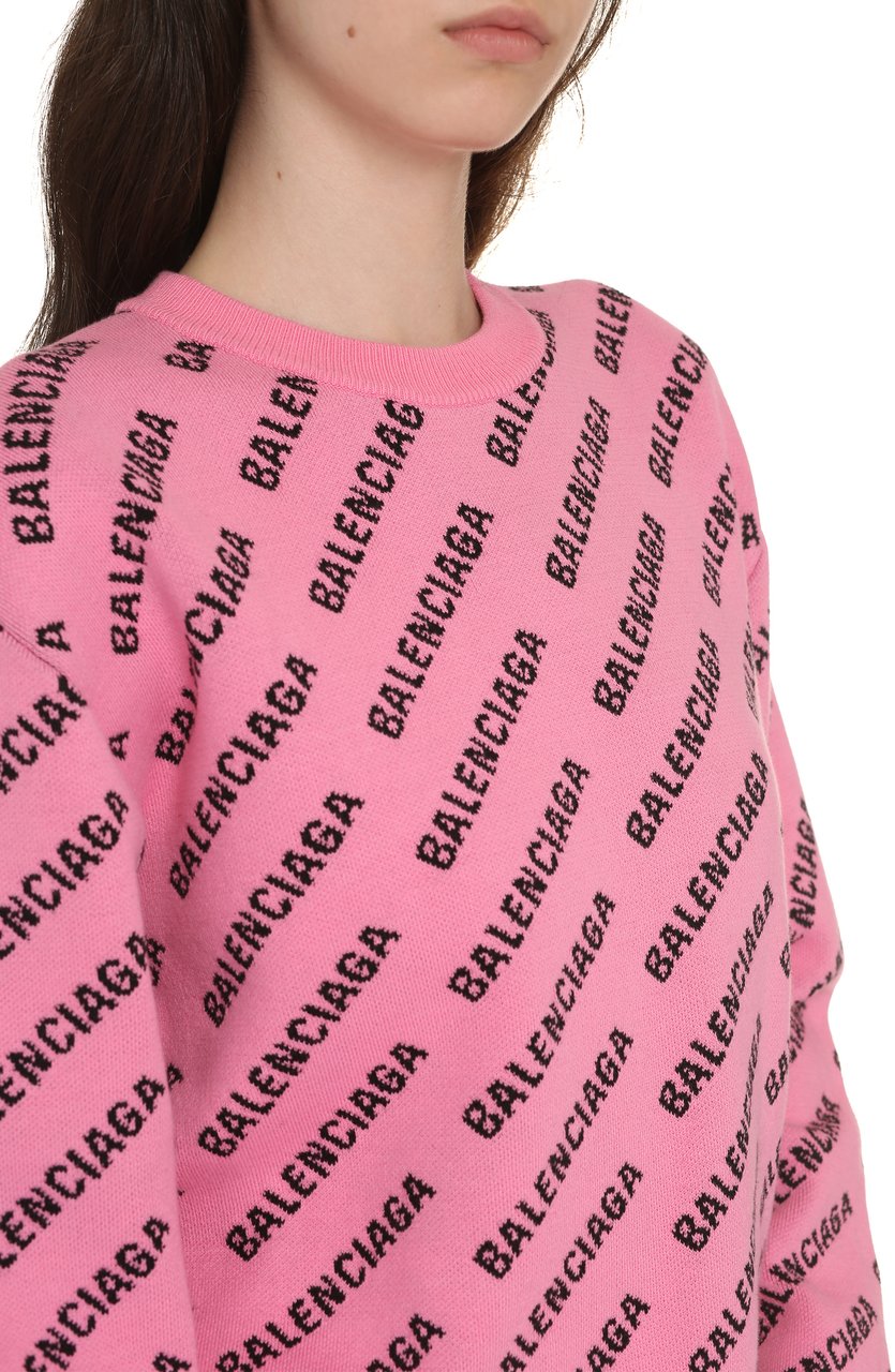 Balenciaga Jacquard crew-neck sweater Roze