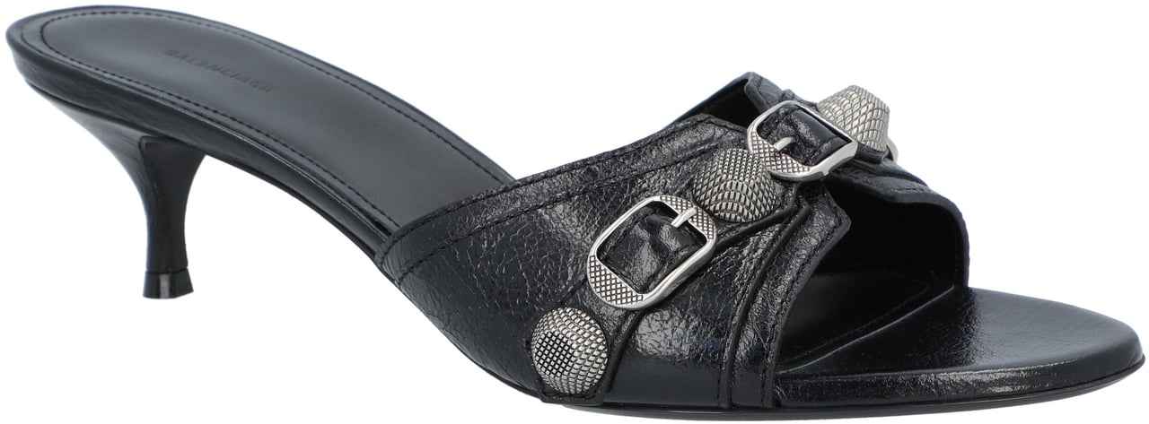 Balenciaga Black Arena Lambskin' Cagole 50Mm Sandals Zwart