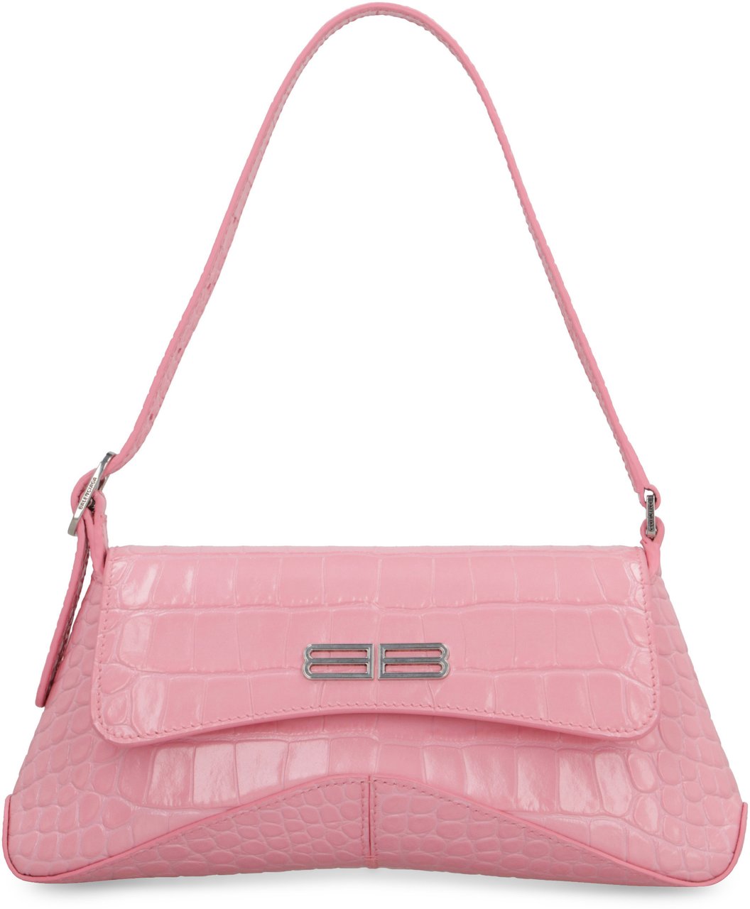 Balenciaga Crocodile print leather shoulder bag Roze