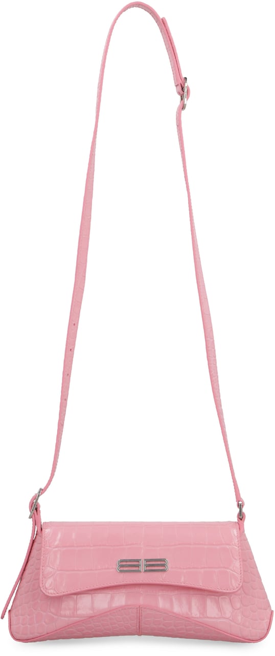 Balenciaga Crocodile print leather shoulder bag Roze