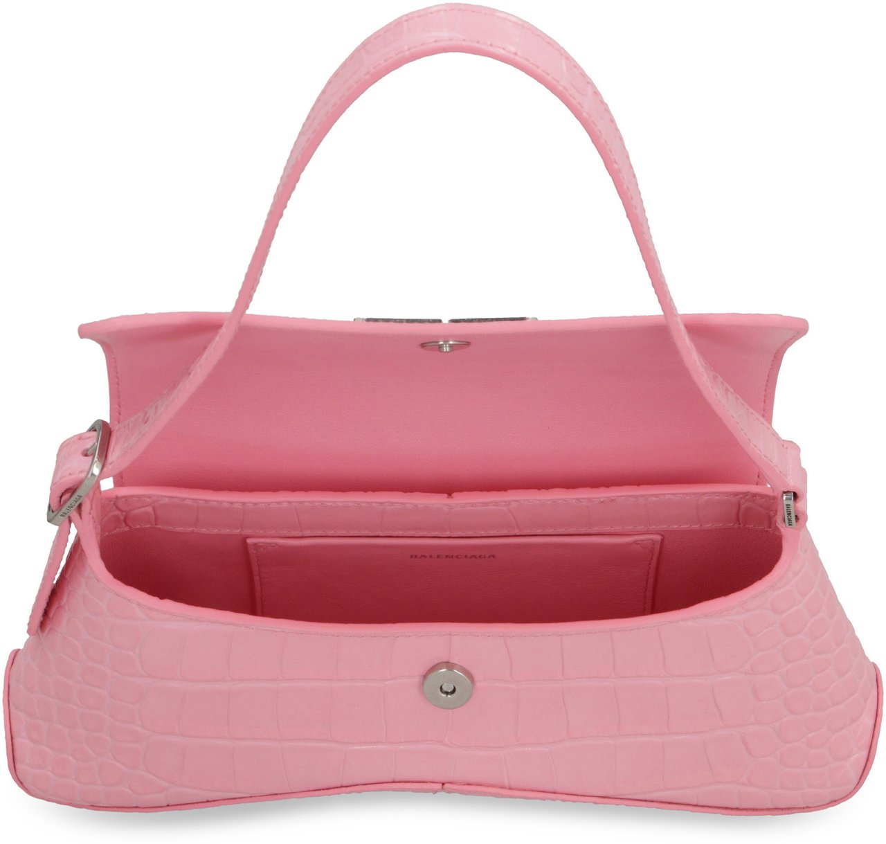 Balenciaga Crocodile print leather shoulder bag Roze