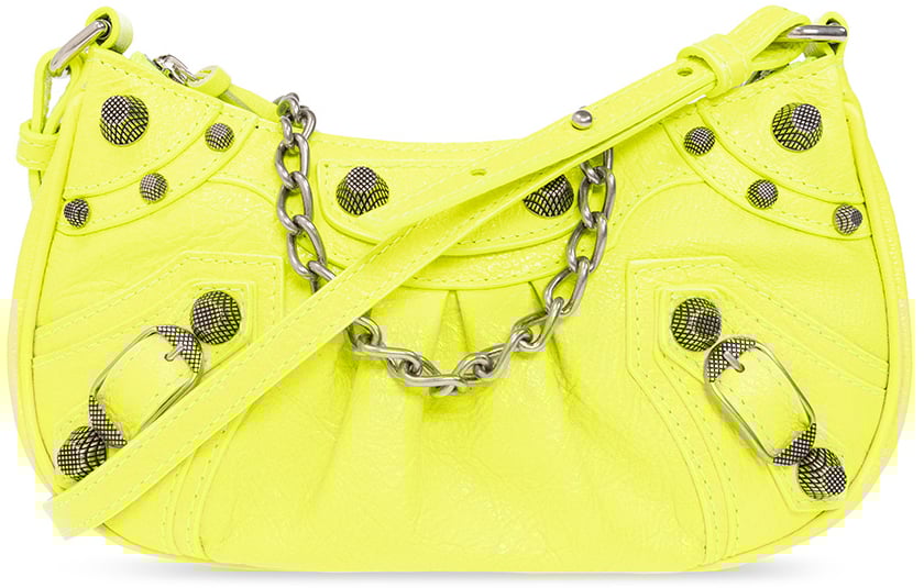 Balenciaga Le Cagole Mini Chain Shoulder Bag Geel