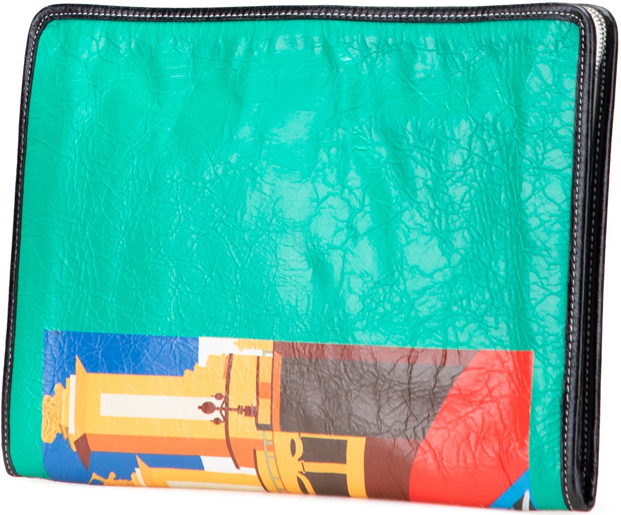 Balenciaga Lambskin Bazar Paris City Arena Clutch Blauw