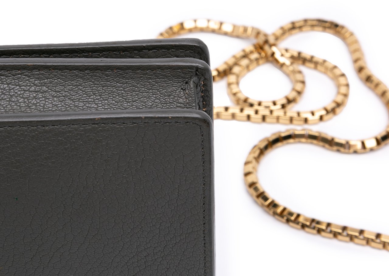 Balenciaga Chevre Motocross Metallic Edge Wallet on Chain Grijs