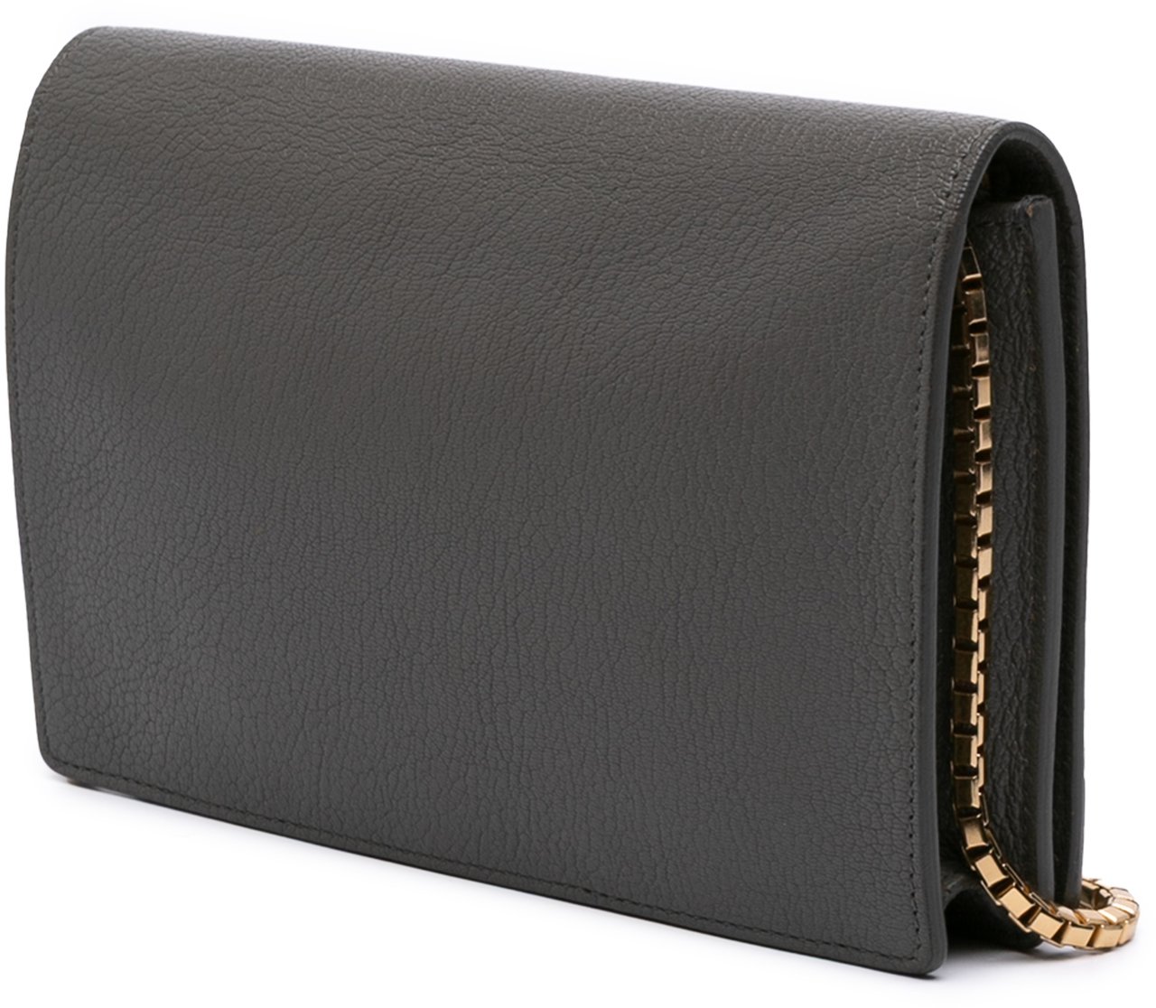 Balenciaga Chevre Motocross Metallic Edge Wallet on Chain Grijs