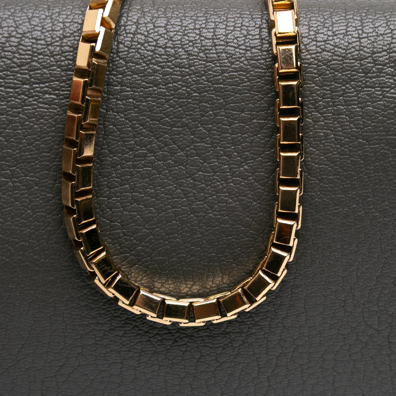 Balenciaga Chevre Motocross Metallic Edge Wallet on Chain Grijs