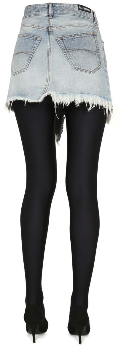 Balenciaga Fitted Mini Skirt with Belt Loops in Cotton Neutraal