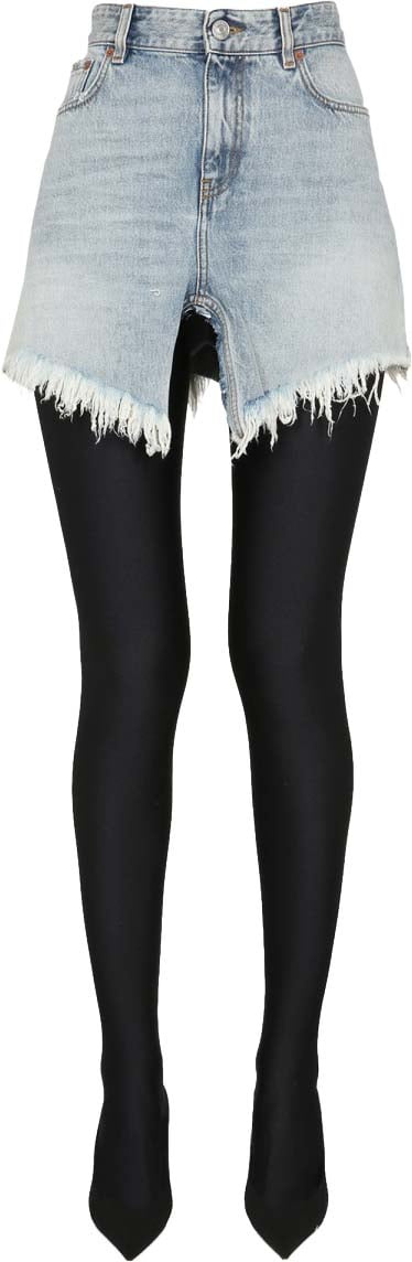 Balenciaga Fitted Mini Skirt with Belt Loops in Cotton Neutraal