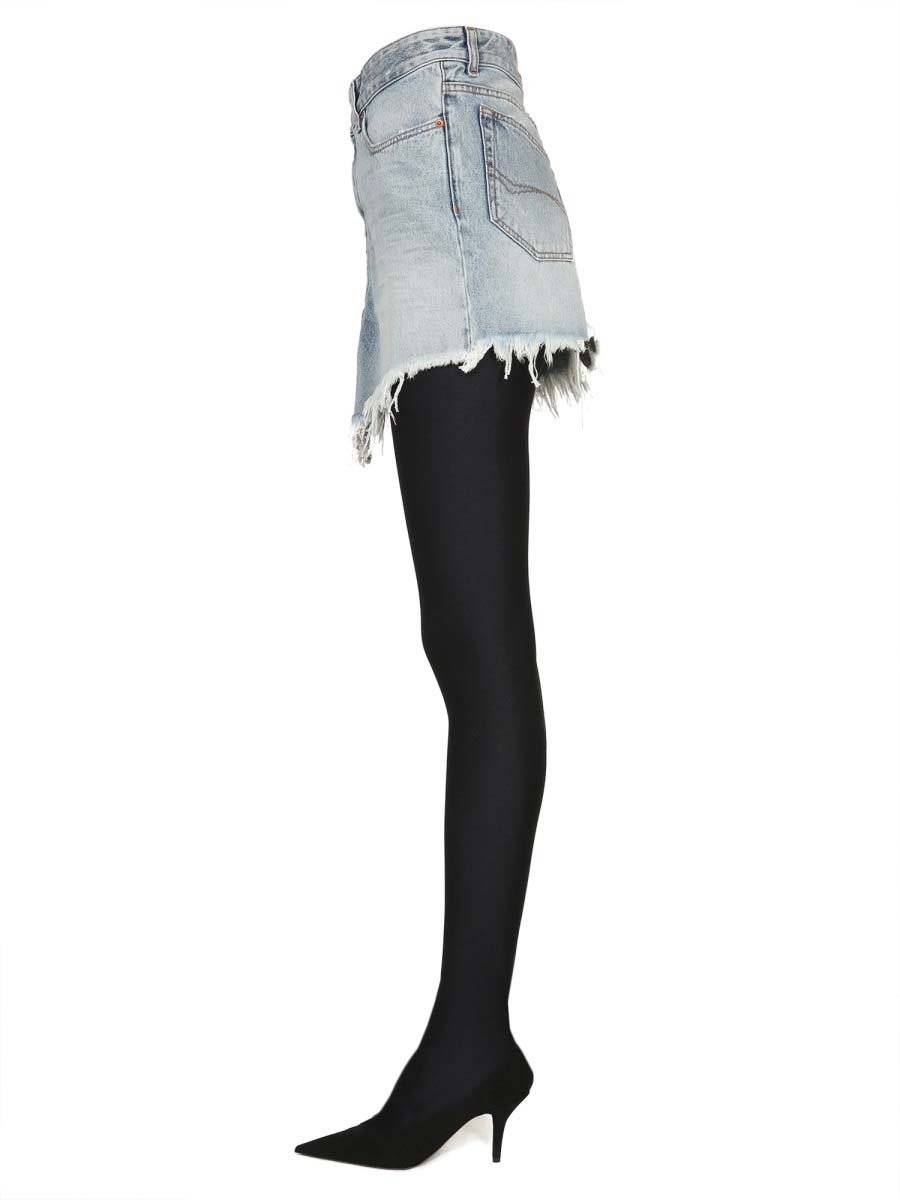Balenciaga Fitted Mini Skirt with Belt Loops in Cotton Neutraal