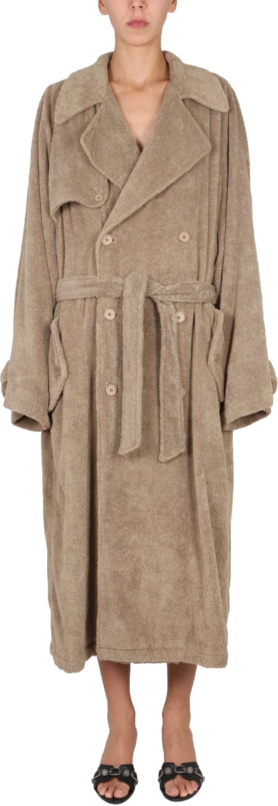 Balenciaga Towel Trench Coat with Adjustable Belt Closure Roze