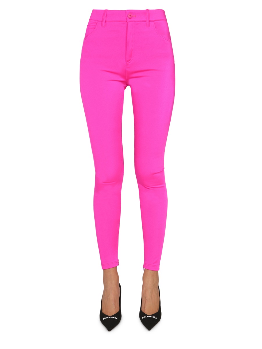 Balenciaga Sculpted Black Nylon Leggings with Belt Loop Detail Roze