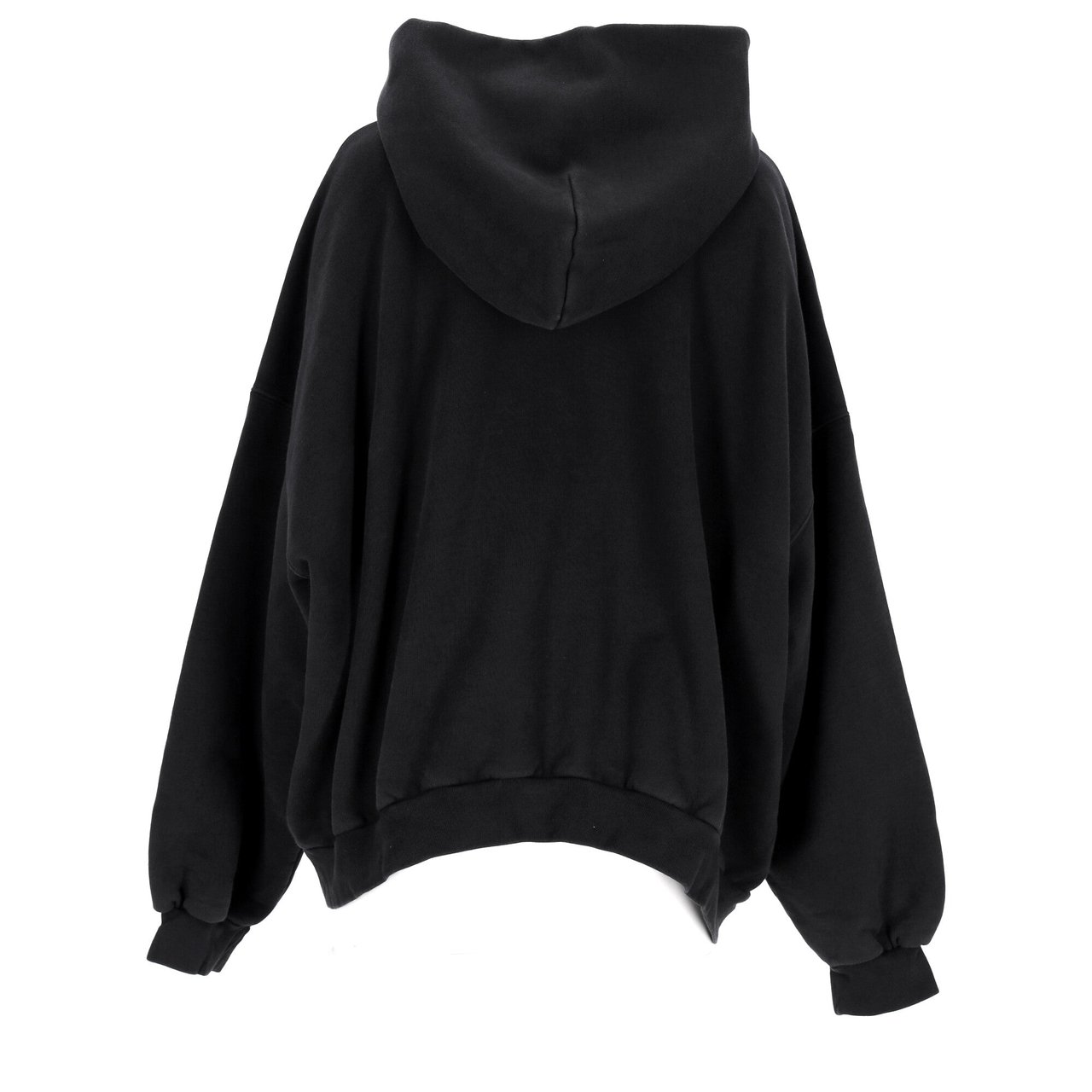Balenciaga Oversized Black Fleece Hoodie With Embroidered Logos Zwart
