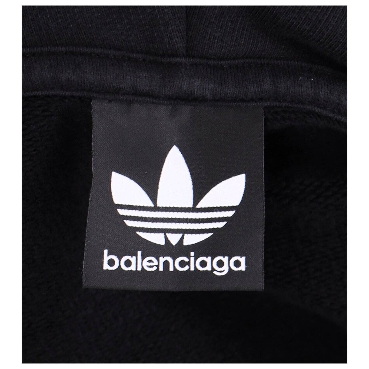 Balenciaga Oversized Black Fleece Hoodie With Embroidered Logos Zwart