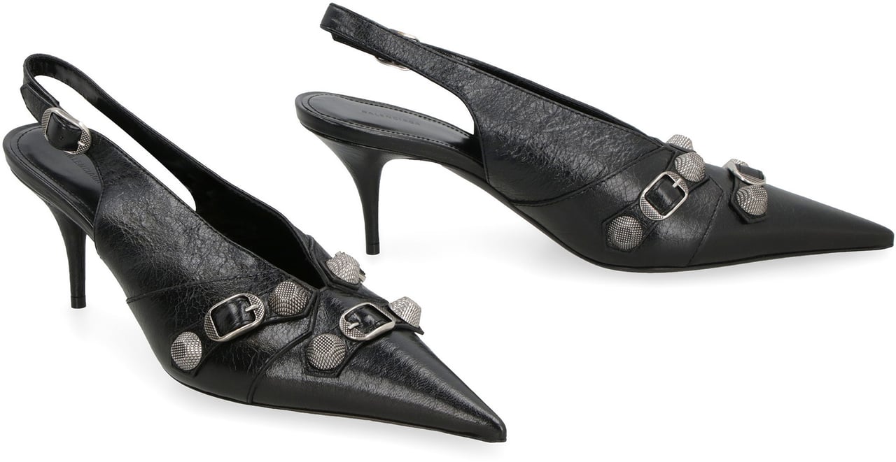 Balenciaga Cagole leather slingback pumps Zwart