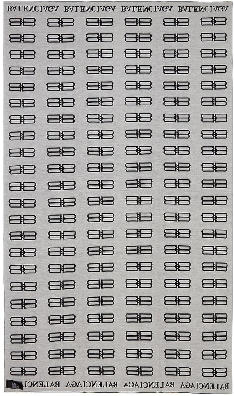 Balenciaga Bb Monogram Logo Blanket Scarf Zwart