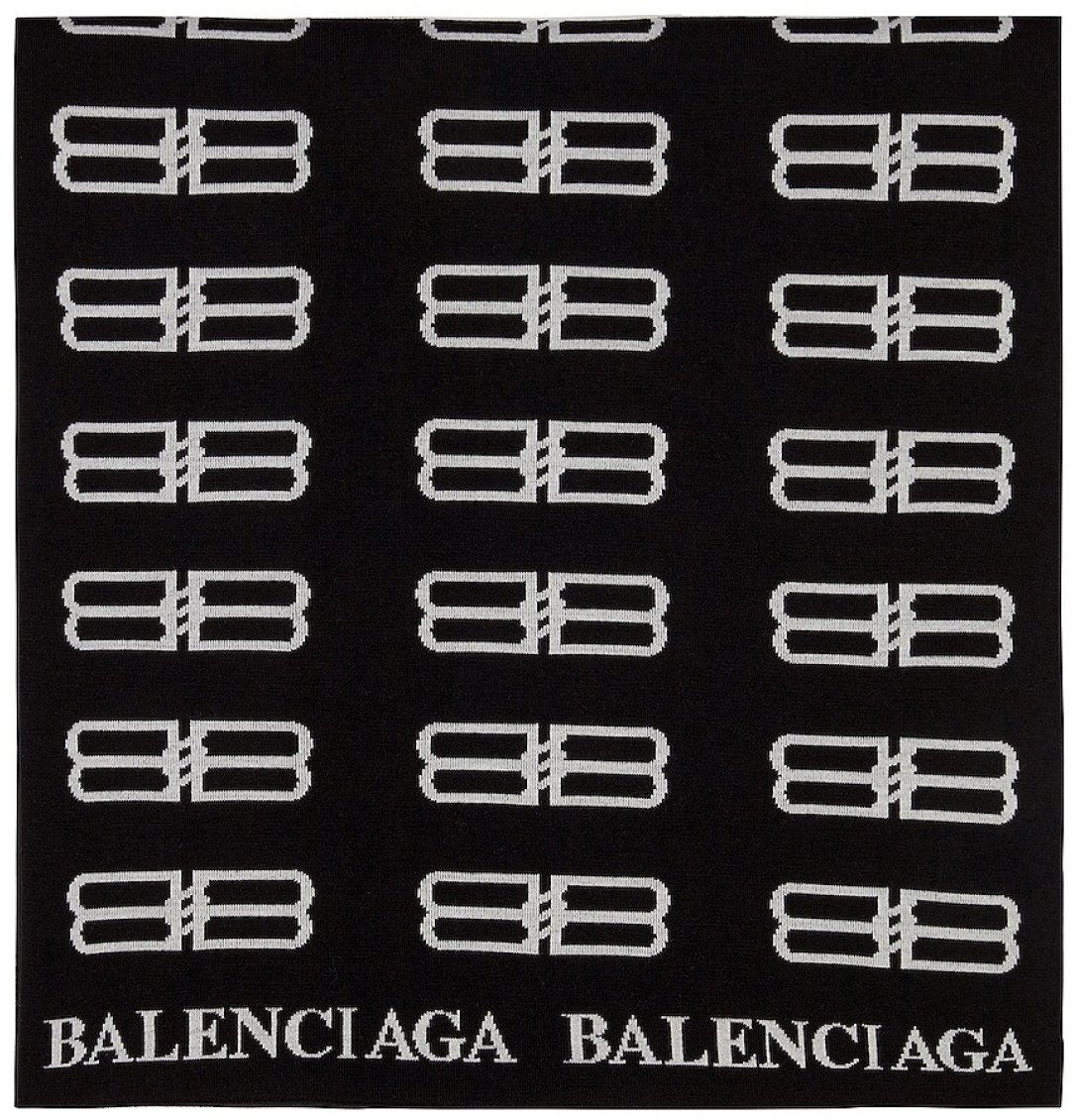 Balenciaga Bb Monogram Logo Blanket Scarf Zwart