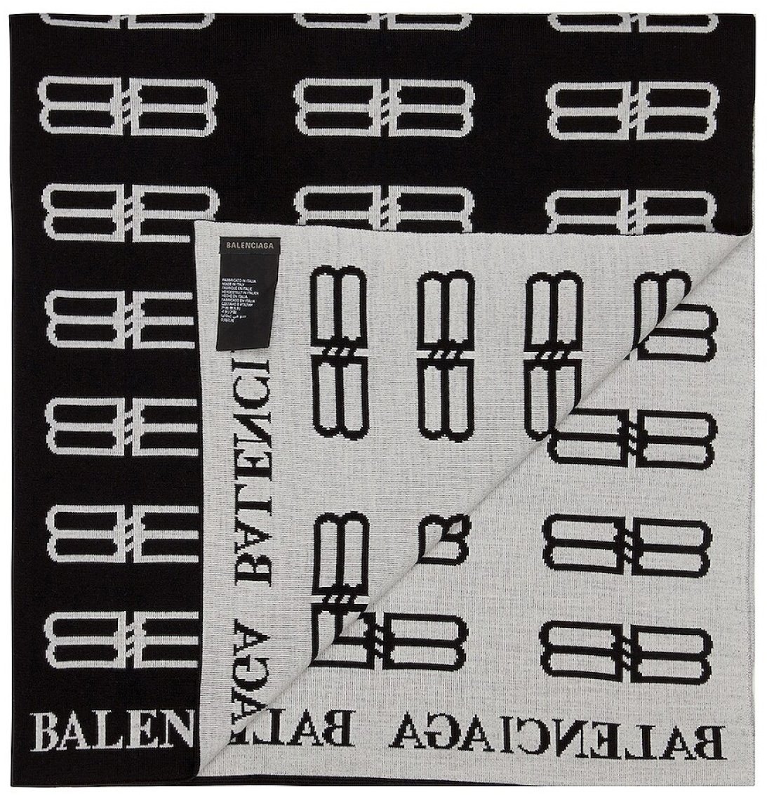 Balenciaga Bb Monogram Logo Blanket Scarf Zwart