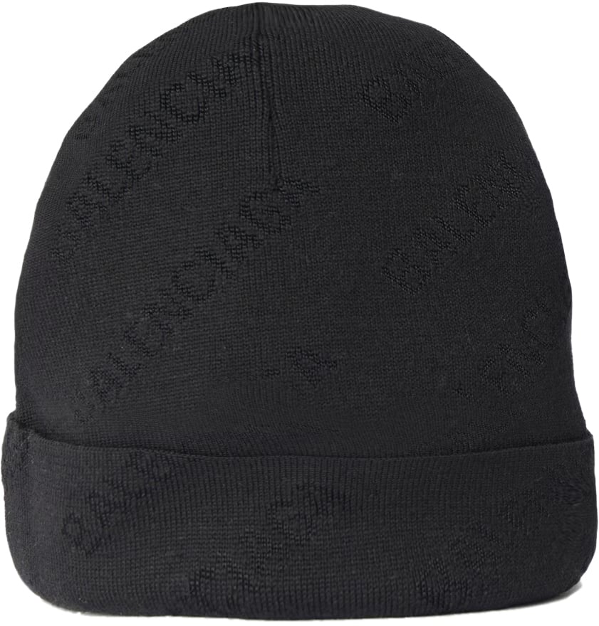 Balenciaga Allover Logo Beanie Zwart