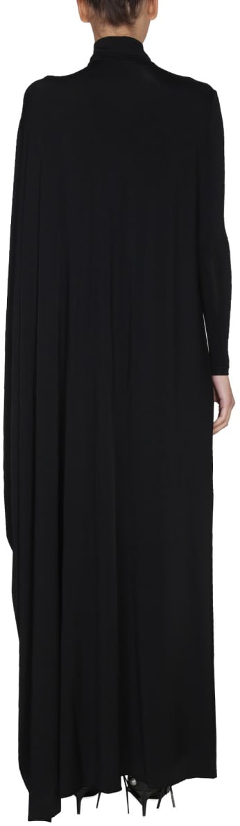 Balenciaga Sleek Minimalist Maxi Dress in Stretch Nylon Jersey Neutraal