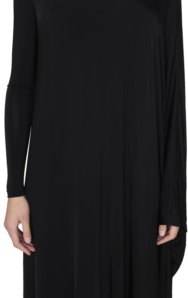 Balenciaga Sleek Minimalist Maxi Dress in Stretch Nylon Jersey Neutraal