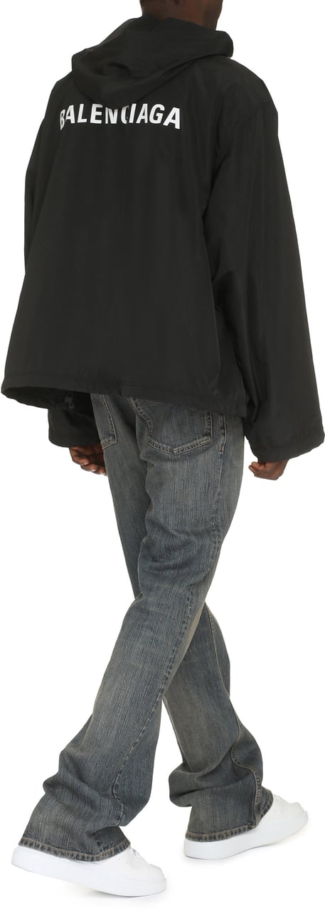Balenciaga Technical fabric hooded full-zip jacket Zwart