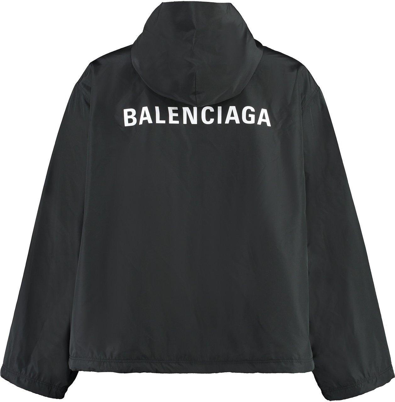 Balenciaga Technical fabric hooded full-zip jacket Zwart