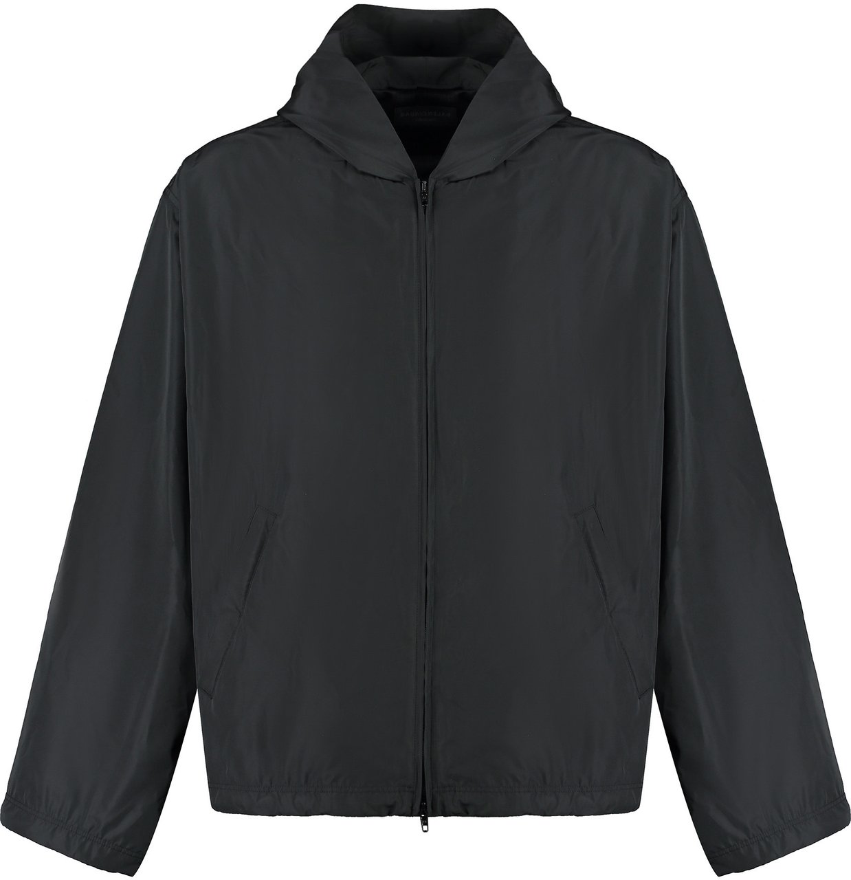 Balenciaga Technical fabric hooded full-zip jacket Zwart
