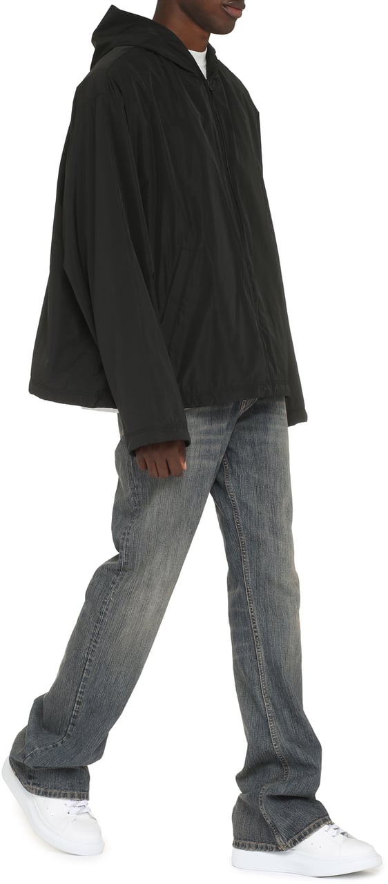 Balenciaga Technical fabric hooded full-zip jacket Zwart