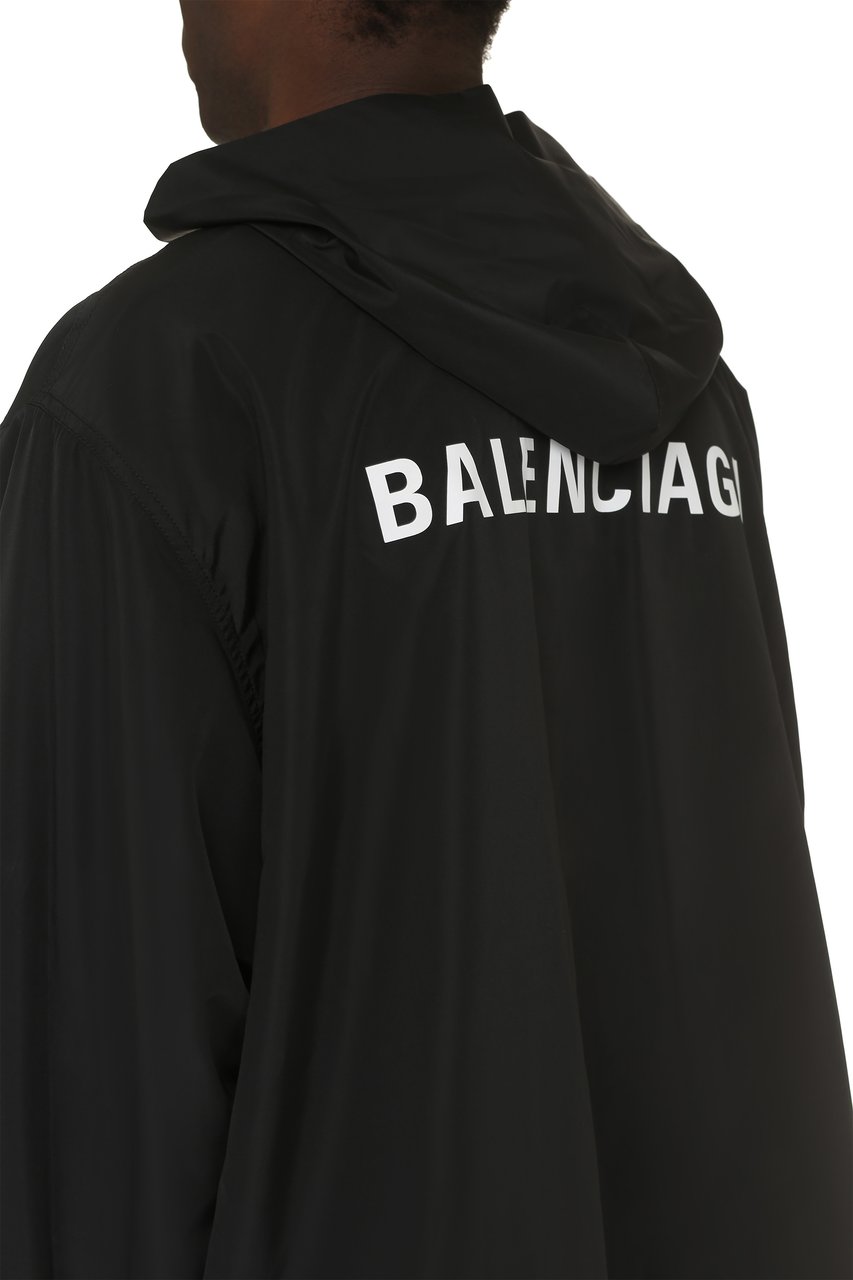 Balenciaga Technical fabric hooded full-zip jacket Zwart