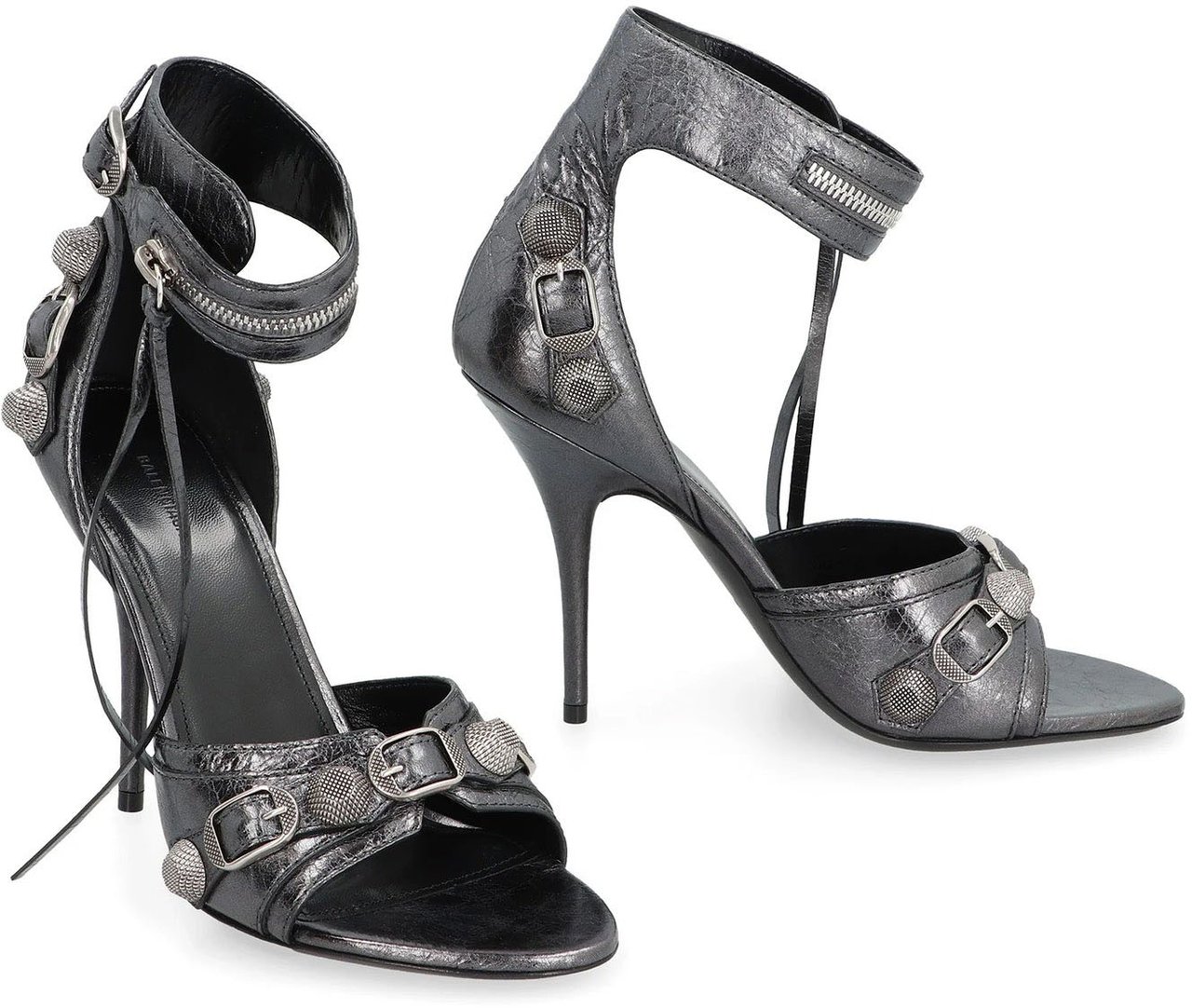 Balenciaga Balenciaga Cagole Leather Sandals Grijs