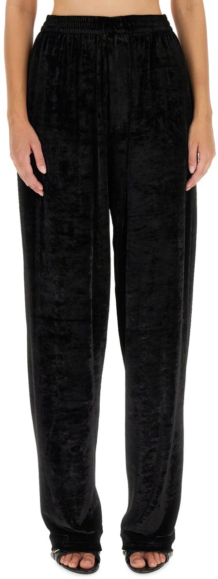 Balenciaga Wide Leg Black Baggy Pants With Elasticated Waistband Zwart